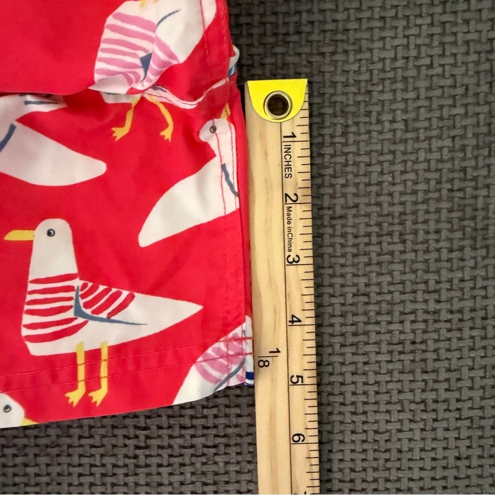 Mini Boden Boys Swim Shorts Trunks Red Seagull Print 8-9Y Beach Swimming Summer